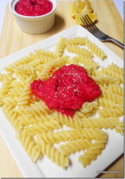 Pasta with beets pesto recipe