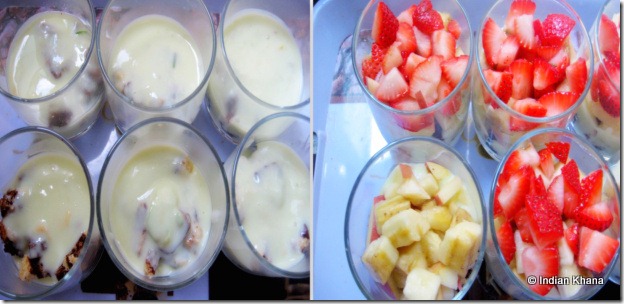 Fruits and custard trifle pudding Fruits and custard trifle pudding