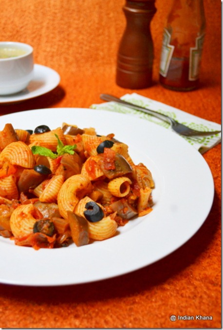Brinjal eggplant pomodoro tomato pasta recipe
