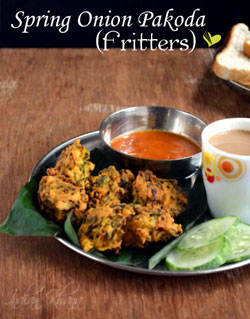 Saga (Hara) Pyaaz Pakora | Spring Onion Fritters