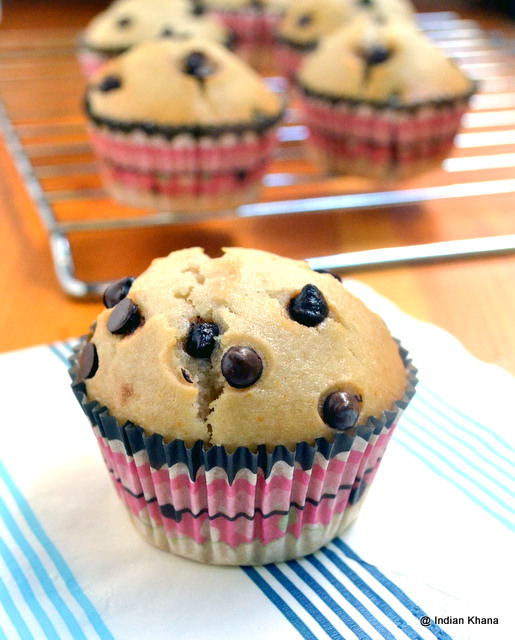 Eggless Banana Choco Chips Muffins