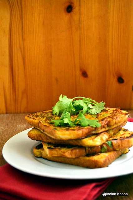 Eggless Savory French Toast Besan Toast Recipe
