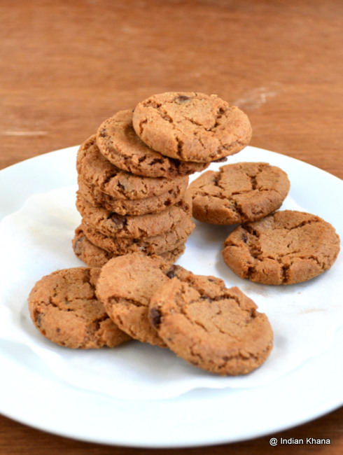 Eggless Double Chocolate Chip Cookies