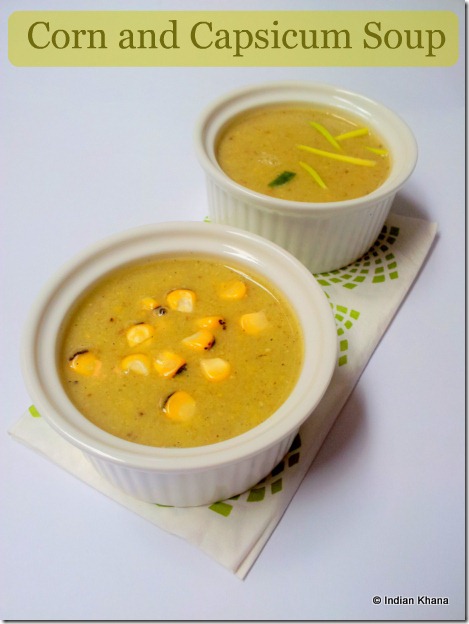 Fresh Corn and Roasted Capsicum Soup Recipe