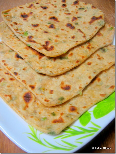 Square parathas with spring onions Square parathas with spring onions